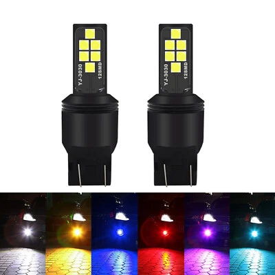 2 bombillas LED de alto brillo para automóvil 7443 15 W 3030 12-SMD señal de giro/freno/luz trasera Foto 1 de 4