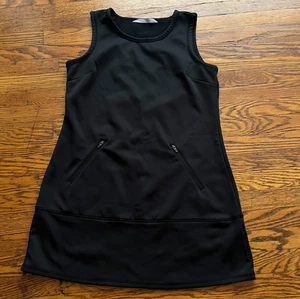 Athleta Dress Women M Black Hot Fleece Sleeveless Tunic Preppy Athleisure Pocket - Picture 1 of 9
