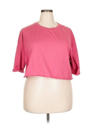 Balance Athletica Women Pink 3/4 Sleeve T-Shirt 4X Plus - Image 1 of 4