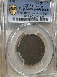 1787 States United, Club Rays, Rounded Edge  Fugio Cent PCGS Good Details - Picture 1 of 6