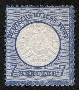 Germany Sc 24 Ultramarine 7kr 1872 Original Gum Paper Hinge Remnant   - Picture 1 of 1