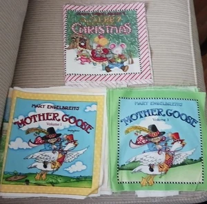 3 Pre-cut Fabric Books - Mary Engelbreit Christmas & Mother Goose Volumes 1 & 3 - Picture 1 of 8