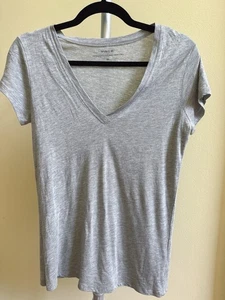 Vince Gray Cotton Modal Blend V Neck Short Sleeve Shirt Size XS - Picture 1 of 5