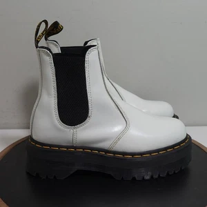 Dr. Martens 2976 Quad Chelsea Boots Damen 7 Plateau Weiß Leder Freizeit - Bild 1 von 11