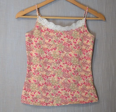 St Johns Bay Floral Cami Lace Trim Tank Top Stretch Womens S #A1-59 - Image 1 of 4