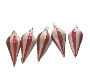 Vintage Christmas Classics Zuckerstange Streifen Glitzer Glas Träne Ornamente 5 - Bild 1 von 15