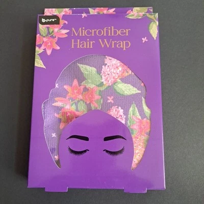 Toalla de microfibra para cabello envoltura toalla de secado de cabello suave flores púrpura B puro  Foto 1 de 4