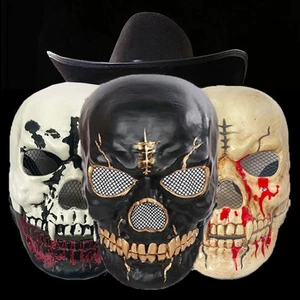 Realistic Moving Mouth Skull Mask Scary Skull Headgear Masquerade Party - Picture 1 of 20