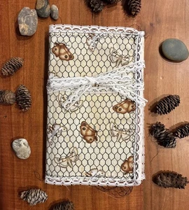 Herbst Halloween Motte Vintage und neue Papiere Handarbeit Stoff Spitze Cover Journal - Bild 1 von 24