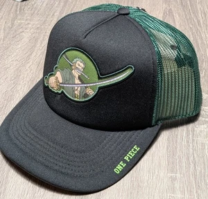 One Piece Hat Trucker Style Men's Adjustable Black Green Anime Roronoa Zoro NWT - Picture 1 of 5