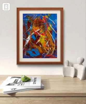 Original Art "Circus" 9x12 Canvas Expressionism Abstract Design Home Art - Image 1 of 4