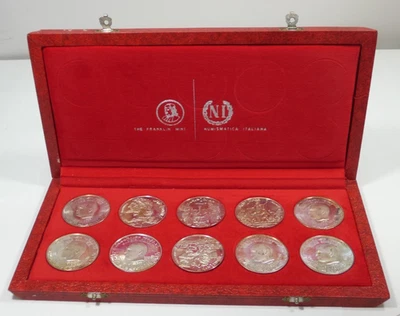 1969 Tunisia 10 Piece Dinar Set Franklin Mint .925 Silver Coins - Image 1 of 4
