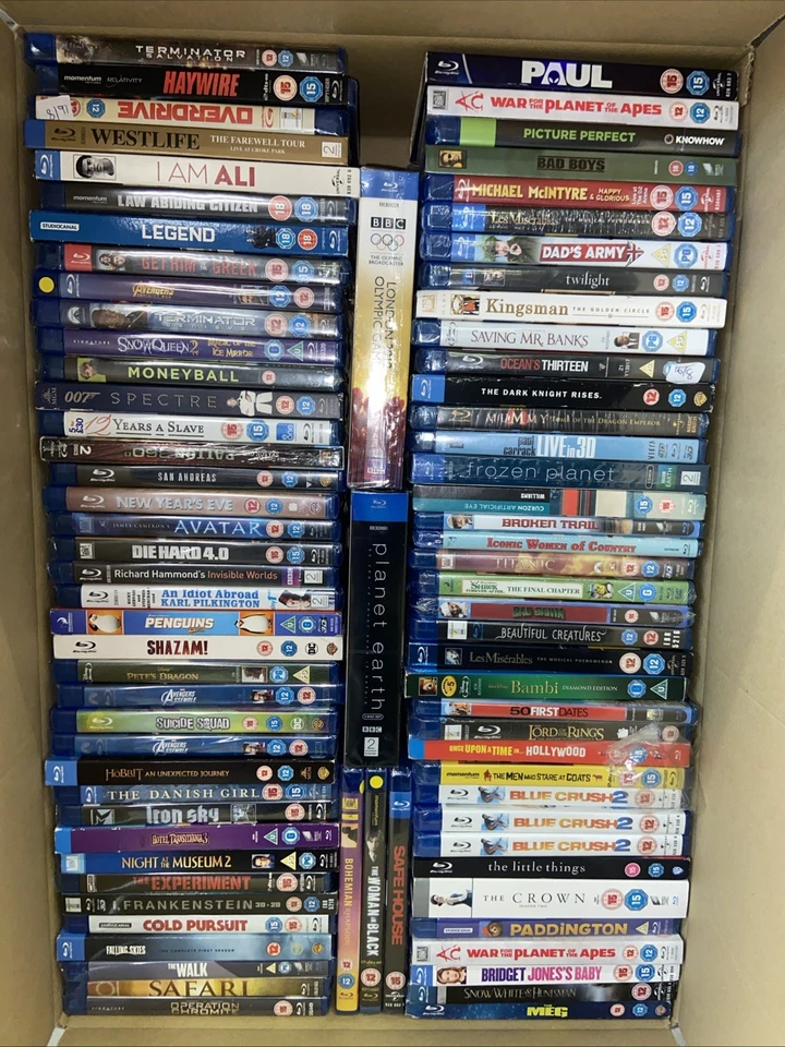 Approx 75x BRAND NEW BLU RAY JOBLOT The Crown Die Hard Shazam The Meg - Image 1 of 1