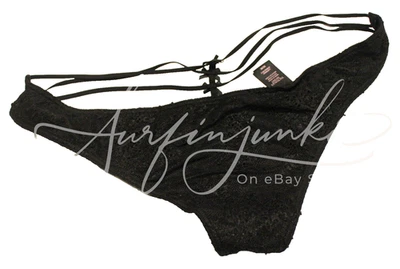 Victoria Secret Vintage Panty Black Lace Medium String Triple Strap Thong Bikini - Image 1 of 2