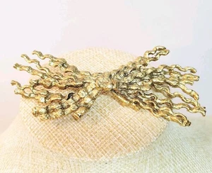 Vtg Mary Mcfadden Couture Gold Plated Tone Bow Brooch - Picture 1 of 5