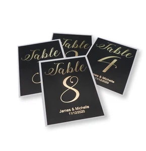 MESA DE PAPEL DE ALUMINIO DE ORO NEGRO PERSONALIZADO A6 TARJETAS DE BODA FIESTA (1-12) TARJETA - Imagen 1 de 2