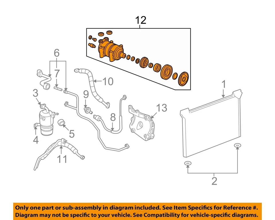 二手空调压缩机 适合:2010 雪佛兰 Suburban 1500 A 级 — 第 1/3 张图片