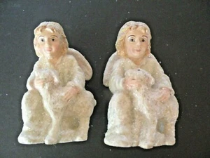 ZWEI VINTAGE BETHANY LOWE DESIGNS GLITZER ENGEL MIT LÄMMERN - Bild 1 von 11