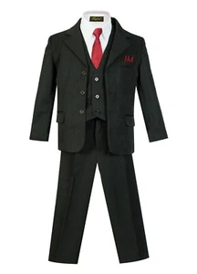 Slim Fit Toddler Boys Formal striped suit 5 pcs set coat,vest,pant,shirt,tie - Picture 1 of 7
