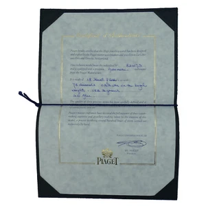 PIAGET ECHTHEITSZERTIFIKAT (BEFÜLLT) / BLAUES LEDER ZERTIFIKATSETUI - Bild 1 von 2