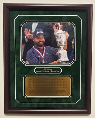Foto JJ Spaun 2025 US Open Champion 8x10 enmarcada con placa de identificación grabada Foto 1 de 4