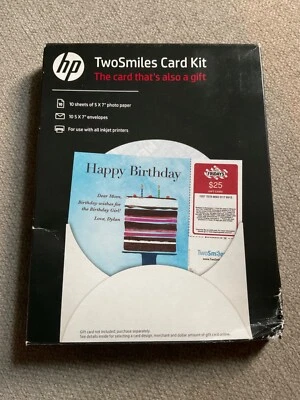 HP Two Smiles Card Kit - 10 Sheets of 5x7 Photo Paper and Envelopes Sealed - Image 1 of 4