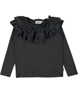 Molo girls black long sleeve shirt w/ ruffle collar sz 12y - Picture 1 of 5
