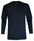 Long Sleeve T-shirt Plain Ribbed Cuffs Classic Crew Neck Casual Tee Tops M- 3XL