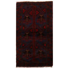 Tapis vintage en laine fait main tapis bleu traditionnel 2,6 x 4,4 pieds - B16039