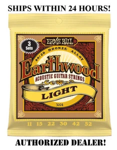 3 SETS ERNIE BALL 2004 EARTHWOOD LIGHT ACOUSTIC GUITAR STRINGS 11-52 3004(3PACK) - Picture 1 of 3