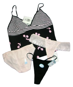 sz S Alfani Camisole Sleep Top / St. Eve Alfani panties black pink cherries - Picture 1 of 9