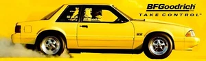 REPRODUCCIÓN BF GOODRICH RADIAL T/A BANNER PUBLICITARIO FORD MUSTANG 120" X 36" - Imagen 1 de 1