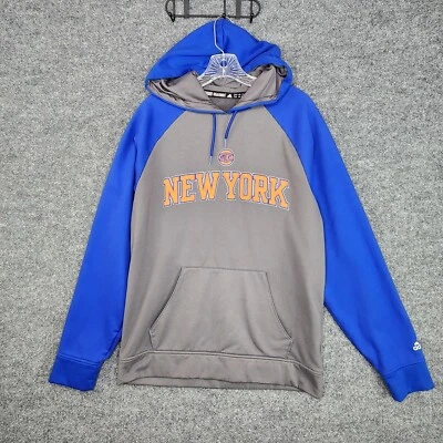Мужская New York Knicks adidas серый/синий средний наконечник пуловер толстовка с капюшоном баскетбол - Изображение 1 из 4
