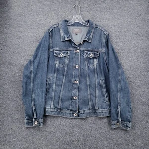 Torrid Jacket Women 2 US 2X Plus Blue Tencel Trucker Denim Button Up Long Sleeve - Picture 1 of 12