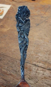 Antiker Sterling Souvenir Löffel: Indian Chief & Mais, 2-seitig Indianapolis 18g - Bild 1 von 4