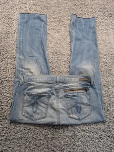 Level 99 Jeans Women 28 Blue Mason Boy Fit Thrashed Denim Y2K Straight Grunge - Picture 1 of 10