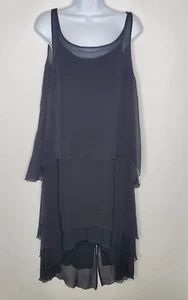 Karl Lagerfeld For H&M Damen schwarz Seide Kleid Größe 8 drapiert fließend Cocktail Neu mit Etikett - Bild 1 von 14