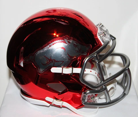 2016 Arkansas Razorbacks Chrome Custom Riddell Mini Helmet Liberty Bowl vs KSU Cover