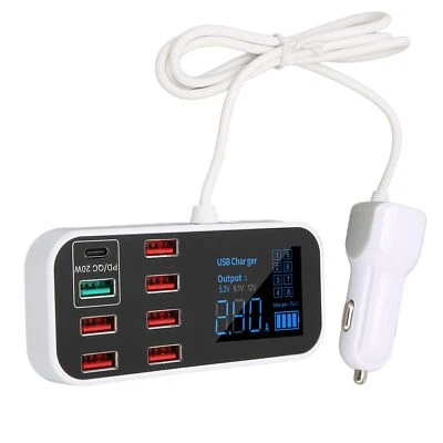 Fast Charging Car USB Charger Station Desktop Multiple Hub 8-Port LCD Display - Image 1 of 4