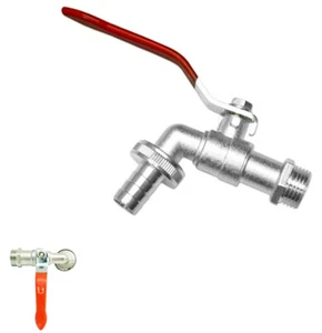 1/2 3/4" BSP Lever Garden Outside Water Tap Ball Type Red Handle Hose Plug MND - Picture 1 of 10