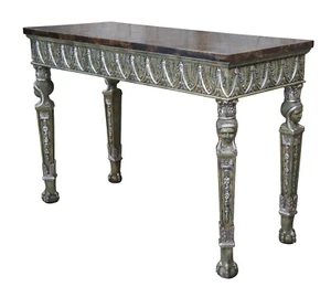 Maitland Smith Egyptian Revival Faux Marble Ball & Claw Sofa Hall Console Table - Picture 1 of 12