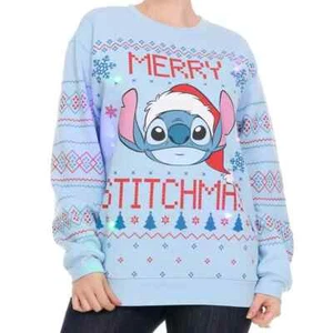 Disney Stitch Merry Stitchmas Christmas Light Up Adult Sweatshirt 2XL Unisex New - Picture 1 of 14