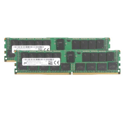 Micron DDR4 RAM 2x 16 GB PC4-2400T-RBB-10 2RX4 2400Mhz Only ECC Server Memory - Image 1 of 4