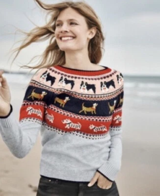 190 Boden Suéter Pullover Mujer Perro Tejido Hada Lana Alpaca M Intarsia Foto 1 de 4