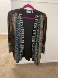 Pretty Susan Graver Multi Color Open Front Jacket, PL - Picture 1 of 6