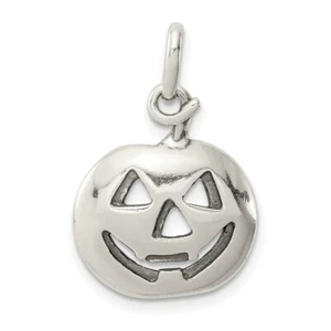 Sterling Silber 925 Halloween Jack O Laterne Kürbis Charm Anhänger 0,71 Zoll - Bild 1 von 4