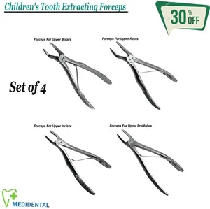 Set 4 Pinze Estrattive Chirurgiche Dentali Bambini Estrazione per Mascelle Superiori - Foto 1 di 5