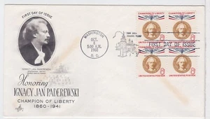 TurtlesTradingPost -  Ignacy Jan Paderewski 1960 #1160  Artcraft FDC- Block of 4 - Picture 1 of 1
