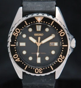 1985 SEIKO QUARTZ 150M SMALL DIVERS WATCH 2A22-0030 Ladies Boy JAPAN New Battery - Picture 1 of 7