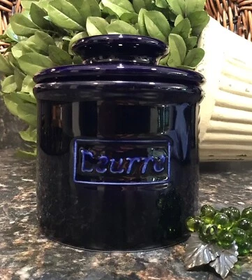 Original Cobalt Blue Butter Bell Crock L. Tremain Retro Cafe French ~ PRISTINE! - Image 1 of 4